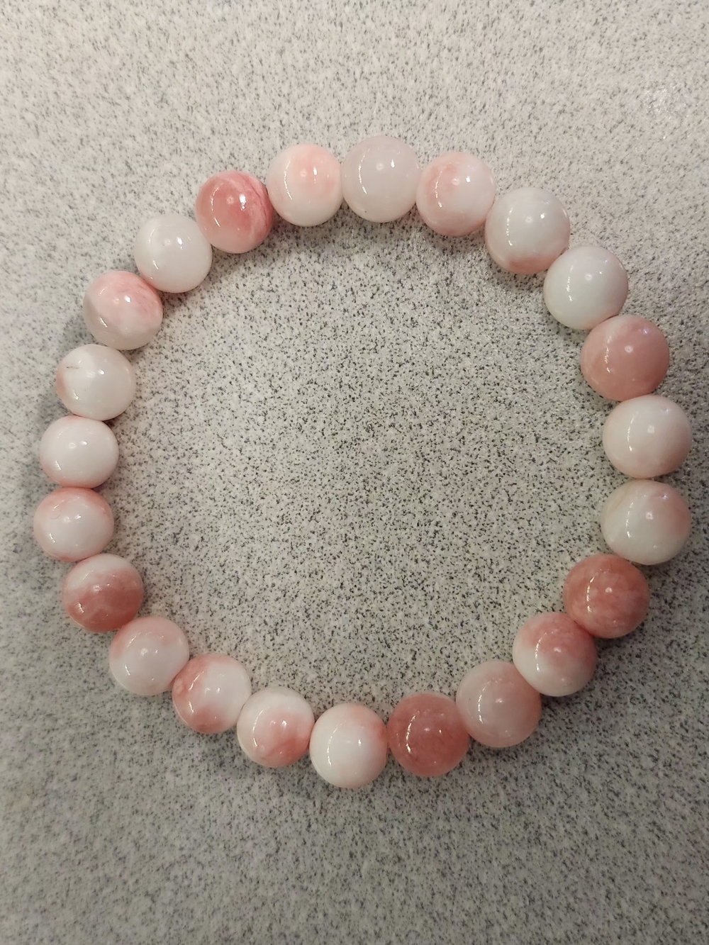 Handmade Pink Jade Beaded Stretch Bracelet